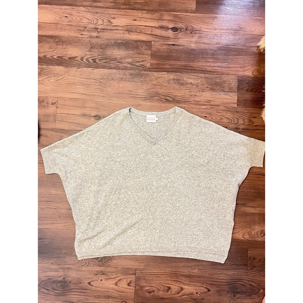 Brodie Bronte Cashmere Short Sleeve Tee Jumper Sweater in Light Gray Size: Large